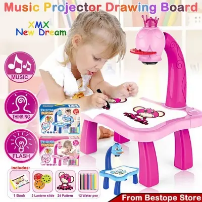 Picture of Child Learning Desk with Smart Projector Kids Painting Table Toy with Light Children Educational Tool Drawing Table - 1 piece