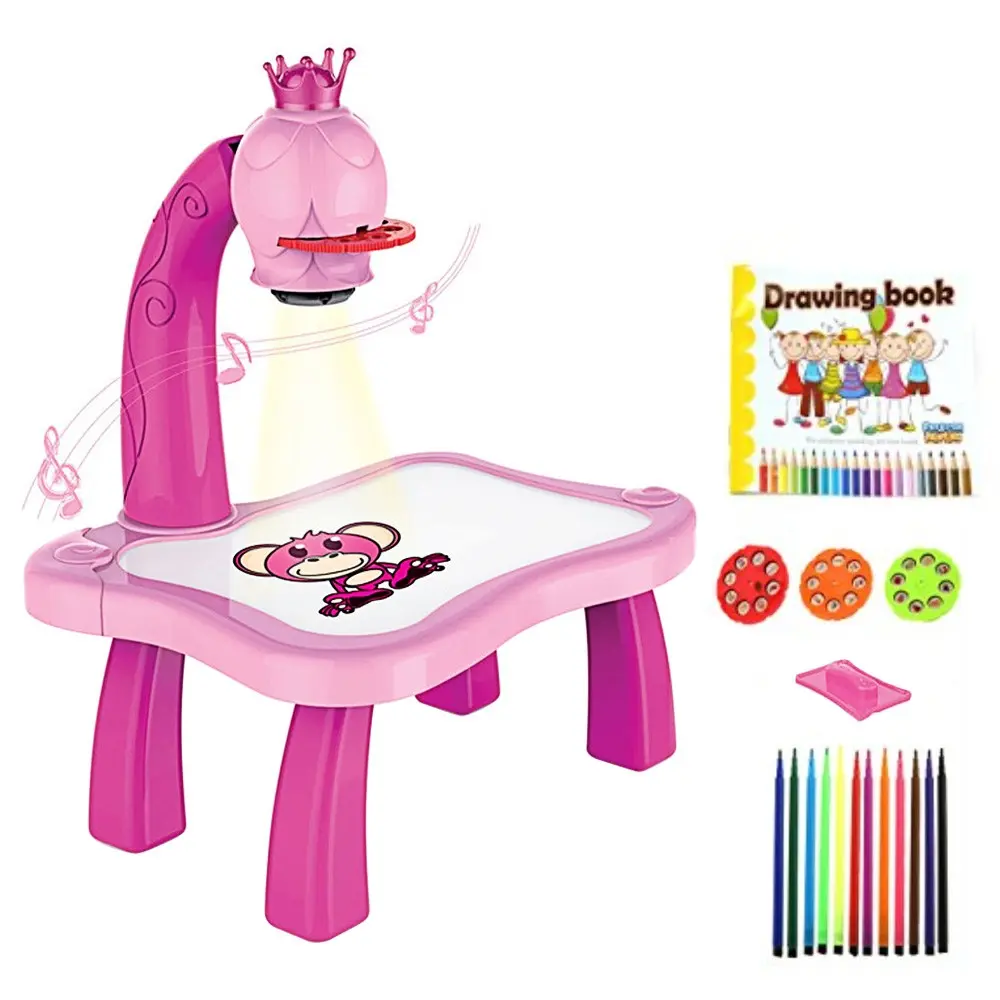 Picture of Child Learning Desk with Smart Projector Kids Painting Table Toy with Light Children Educational Tool Drawing Table - 1 piece
