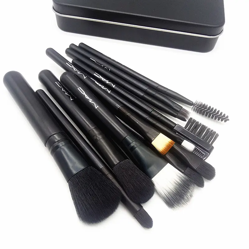 Picture of MAC 12-Piece Professional Makeup Brush Set with Black Iron Tin Case