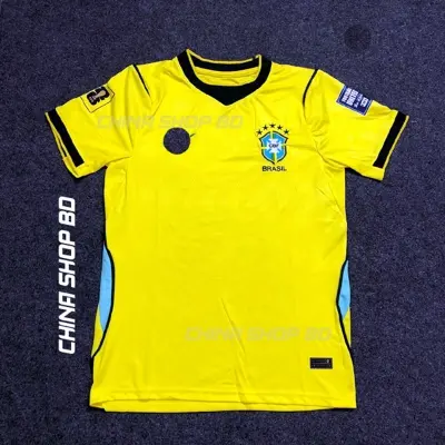 Picture of Brazil Home 2026 World cup Half Sleeve premium National Team Football Jersey (Logo Embroidery), Yellow