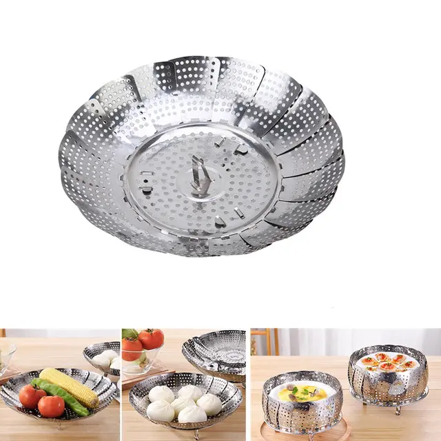 Picture of Multifunctional Stainless Steamer Food Strainer or momo or chicken  lotus steamer (23 cm)