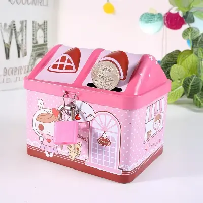 Picture of Coin or Money Bank Box House with Locker System (1 Piece)