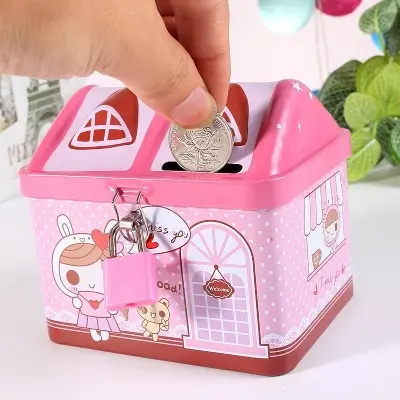 Picture of Coin or Money Bank Box House with Locker System (1 Piece)