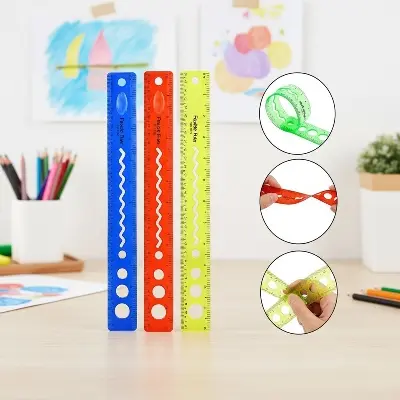 Picture of 3 Pieces Flexible Rulars or unbreakable scales for school stationary