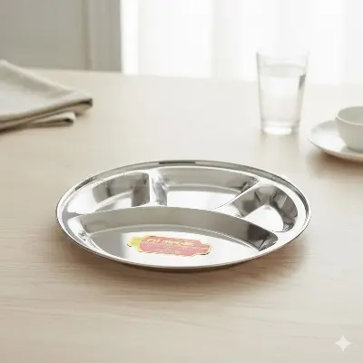Picture of 1 Piece Stainless Steel Rice with Curry Plate