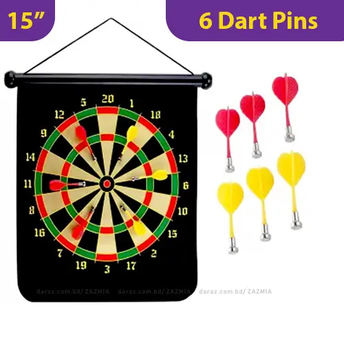 Picture of Magnetic Double Sided 15" Dartboard with 6 Pcs Magnet Dart Pins (toy)