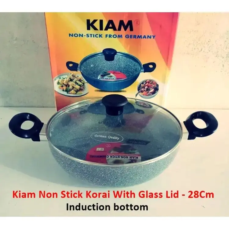 Picture of Kiam Marble Coated Karai With Glass Lid 28cm