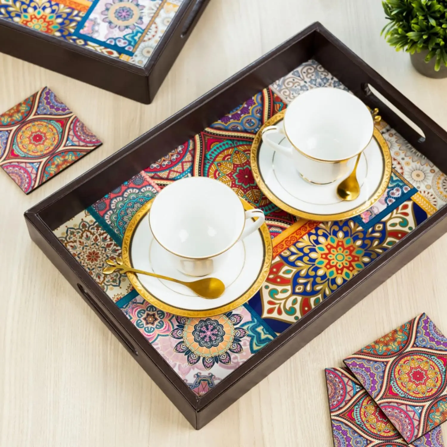 Picture of Creative Print Solution Mandala Serving Tray for Dinner/Lunch Tray Size 15x10x2 inch