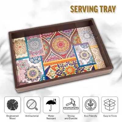 Picture of Creative Print Solution Mandala Serving Tray for Dinner/Lunch Tray Size 15x10x2 inch