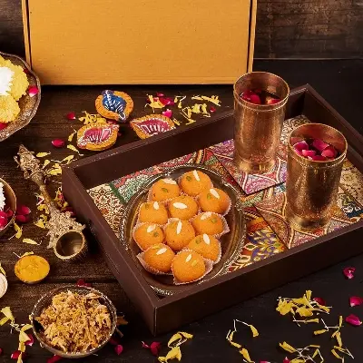 Picture of Creative Print Solution Mandala Serving Tray for Dinner/Lunch Tray Size 15x10x2 inch