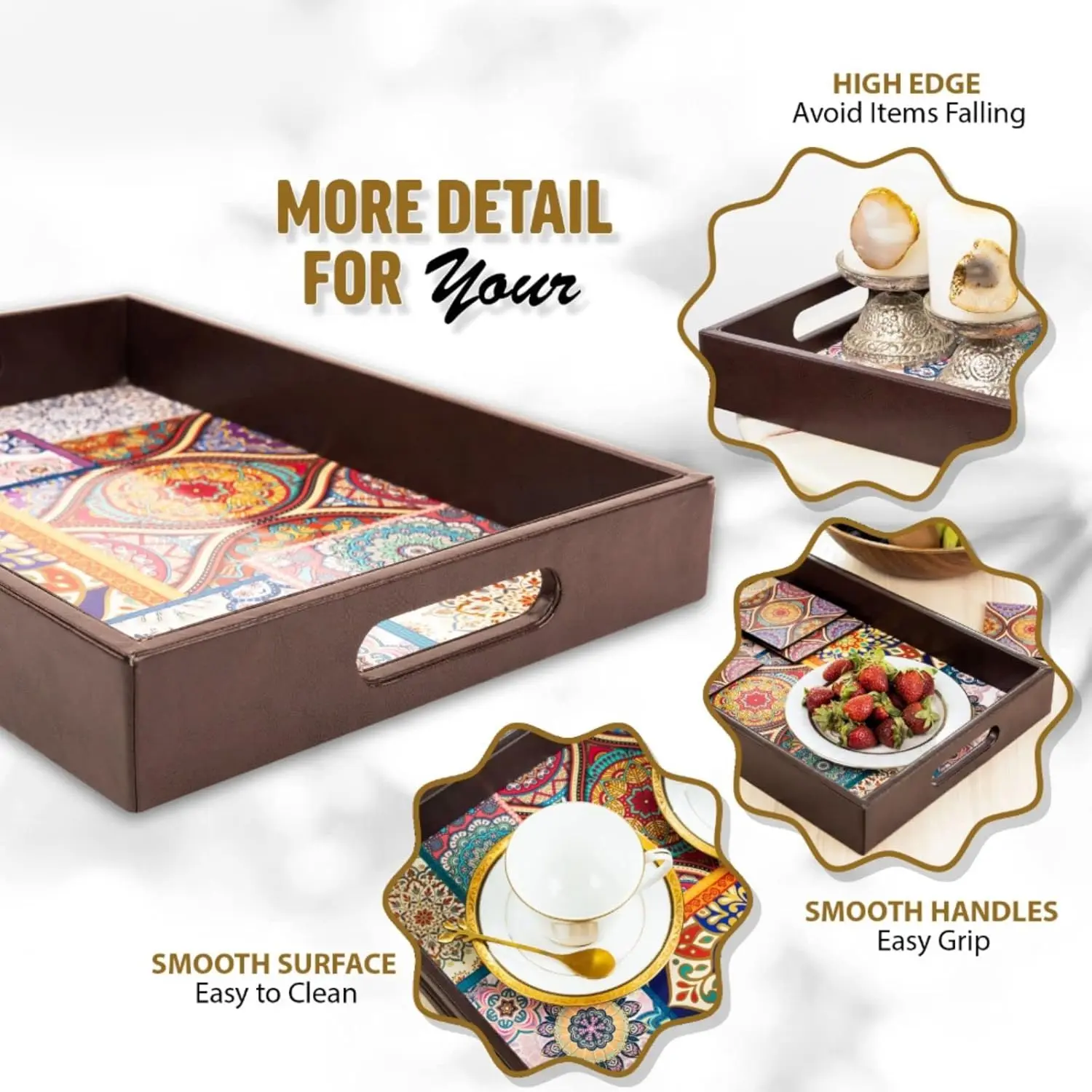 Picture of Creative Print Solution Mandala Serving Tray for Dinner/Lunch Tray Size 15x10x2 inch