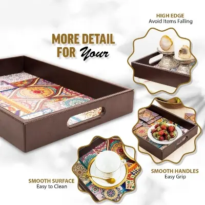 Picture of Creative Print Solution Mandala Serving Tray for Dinner/Lunch Tray Size 15x10x2 inch