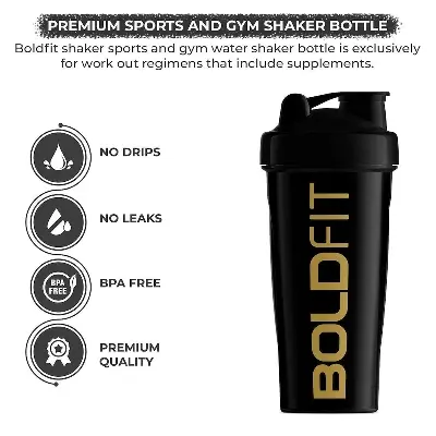 Picture of Boldfit Bold Gym Shaker Bottle 700ml Shaker Bottles For Protein Shake 100% Leakp(Black)