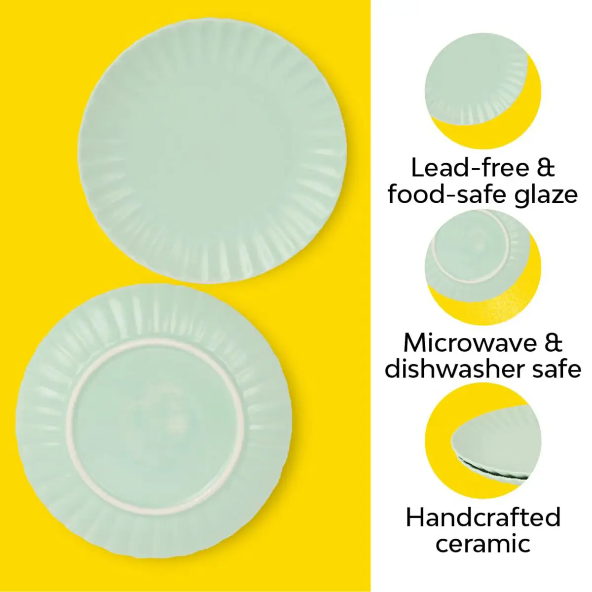 Picture of 10Club Scallop Ceramic Dinner Plate | Microwave and Dishwasher Safe Plate | Dining Plate Set | | Set of 6 | (Pista, 8 Inches)(Green 6pcs)