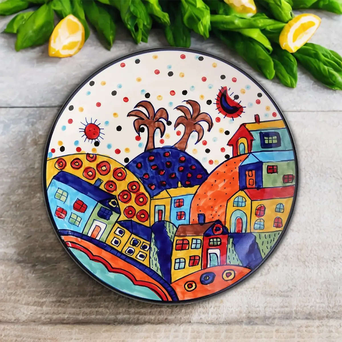 Picture of Ceramic Hut Hand painted Serving Dinner Plate Thali Set Of 2, 4, 6 Microwave Safe-Multi( 2pcs)