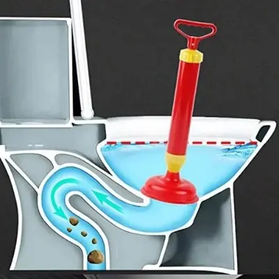 Picture of Powerful Bathroom Blocked Toilet Sink Multi Drain Buster Plunger W/2 Suckers For Sink Cleaning Tools