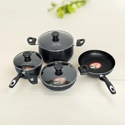Picture of Kiam Non Stick 3,5, 7 Pcs Cookware SetBlack 3 Pcs, Black 5 Pcs, Black 7 Pcs