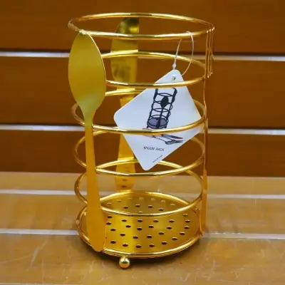 Picture of 1 pcs round Golden color Metal Spoon Stand