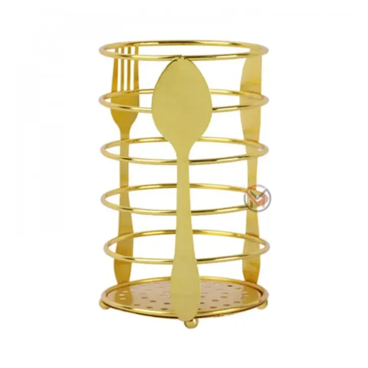 Picture of 1 pcs round Golden color Metal Spoon Stand