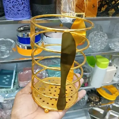 Picture of 1 pcs round Golden color Metal Spoon Stand