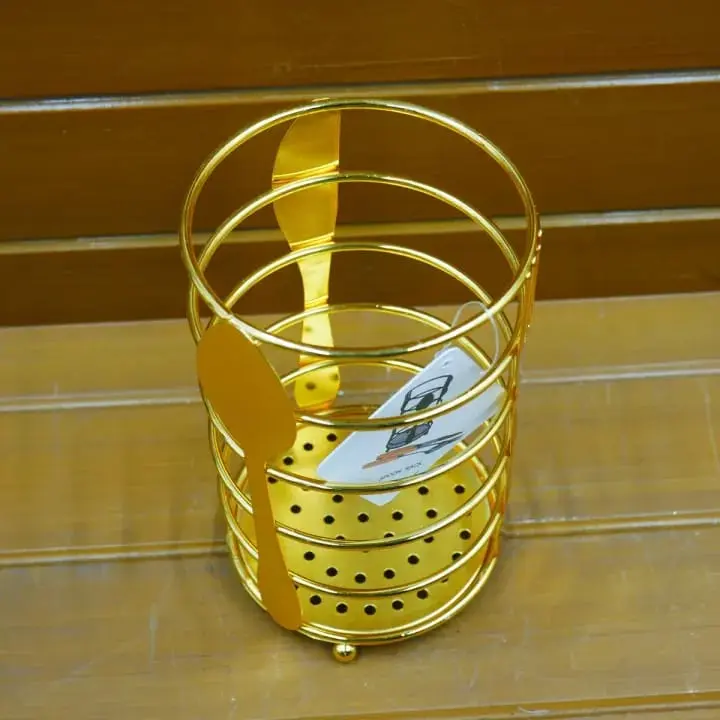 Picture of 1 pcs round Golden color Metal Spoon Stand