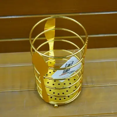 Picture of 1 pcs round Golden color Metal Spoon Stand