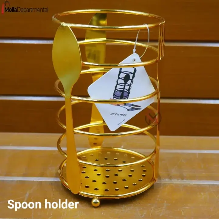 Picture of 1 pcs round Golden color Metal Spoon Stand