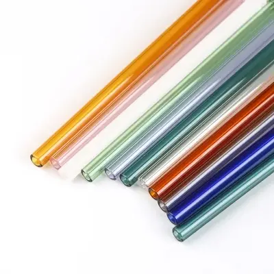 Picture of 7 Pcs Reusable Glass Straws Colorful Drinking Straw Eco-friendly High Borosilicate Glass Straw Party Favors Bar Drinkware