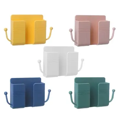 Picture of Mobile Phone Charging Hanging Holder Multifunction Wall Mounted Plug Bracket Remote Control Mounted Storage Box