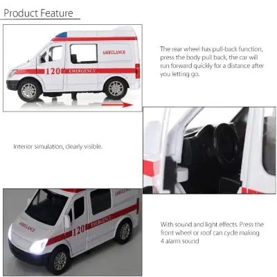 Picture of White Ambulance Vehicles Toys 1/32 Alloy Diecast Car Model(White)