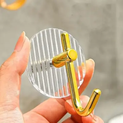 Picture of 1pcs Acrylic Luxury Wall Hook Home Decor Strong Adhesive Bathroom Towel Rack No Punching Hanging Coat Hanger Door Back Key Bag Holder