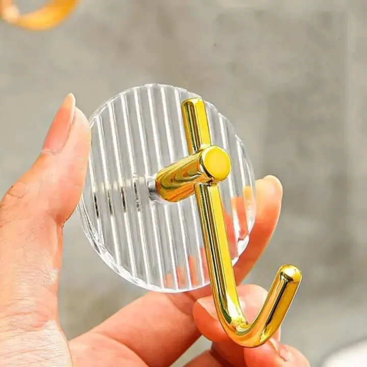 Picture of 1pcs Acrylic Luxury Wall Hook Home Decor Strong Adhesive Bathroom Towel Rack No Punching Hanging Coat Hanger Door Back Key Bag Holder