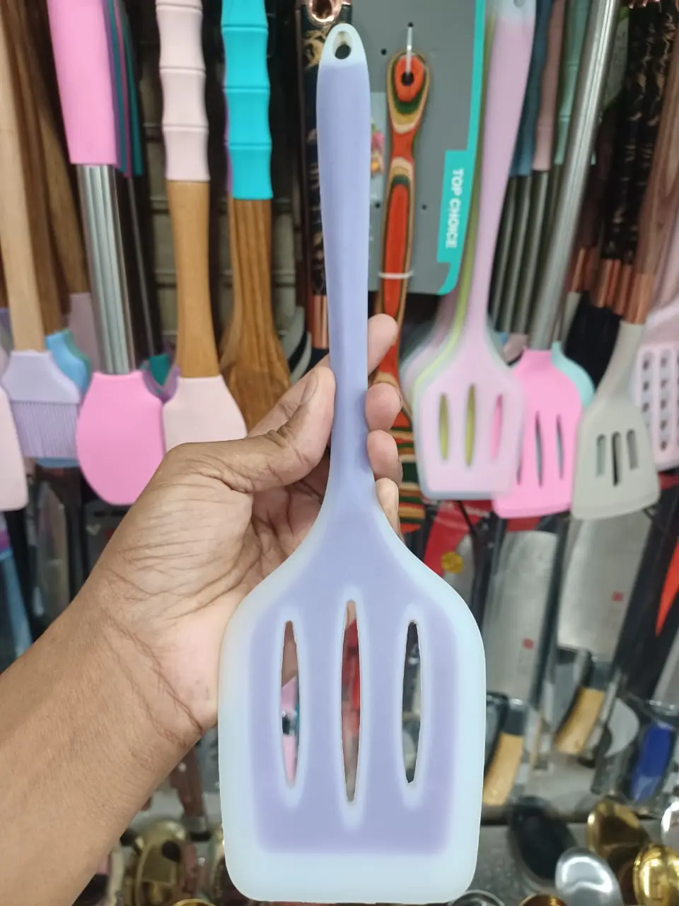 Picture of 1pc Non-Stick Silicone Kitchen Utensils Spatula, Wood Handle, Food Grade, BPA-Free