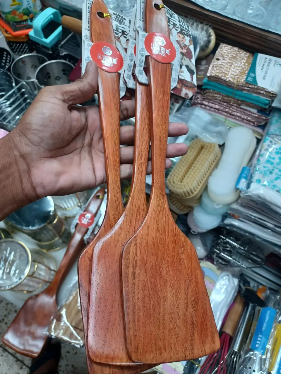 Picture of Wooden Kitchen Combo - 1Pieces Wooden Spoon 15 inch vip wooden cooking spoon set Wooden Kitchen spoon set(Brown)