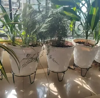 Picture of Round Plant Stand for Flower Pots at HomeOutdoor / Indoor Plants Gamla Stand For Living room , Balcony and Garden Decor Rust(Black)