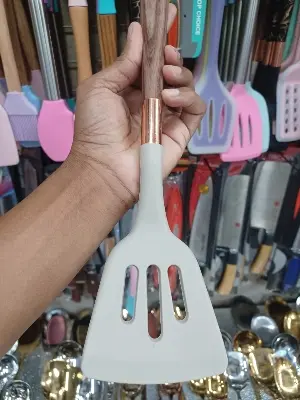 Picture of 1pc Non-Stick Silicone Kitchen Utensils Spatula, Wood Handle, Food Grade, BPA-Free