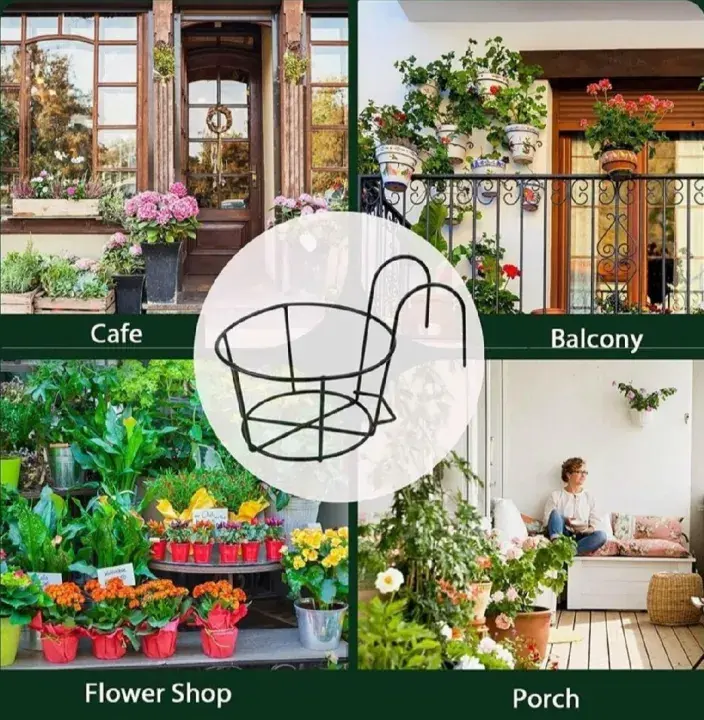 Picture of 1PC 6Inch Round Planter Stand Flower Pot Stand For Balcony Living Room Outdoor Indoor Grill Rack(Black)