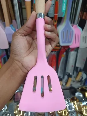 Picture of 1pc Non-Stick Silicone Kitchen Utensils Spatula, Wood Handle, Food Grade, BPA-Free