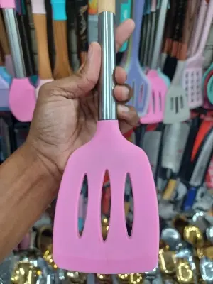 Picture of 1pc Non-Stick Silicone Kitchen Utensils Spatula, Wood Handle, Food Grade, BPA-Free