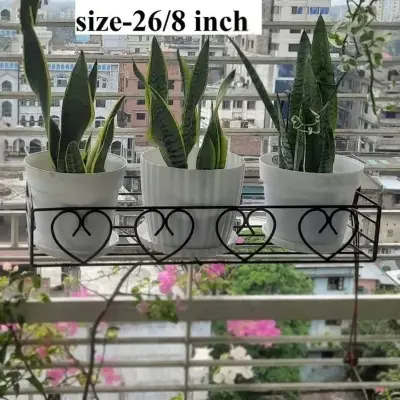 Picture of Metal Grill Rack Hanging Planter Pot 24x8x4 inches -1 Pcs.(Black)