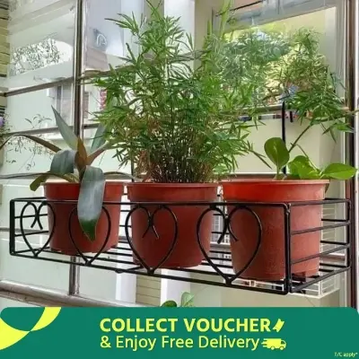 Picture of Metal Grill Rack Hanging Planter Pot 24x8x4 inches -1 Pcs.(Black)