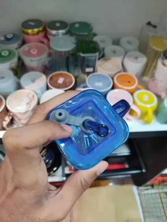 Picture of 400ml/Glass Made Straw/Glaas Made Body/and High Quality plastic Lid. Beautiful Square Masonjar/  Drinking /Juice Mug