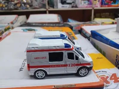 Picture of 120 ambulance, police car, toy car, doctor, children, simulated car model, large boy girl, engineering fire truck(White)
