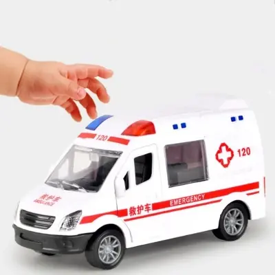 Picture of 120 ambulance, police car, toy car, doctor, children, simulated car model, large boy girl, engineering fire truck(White)