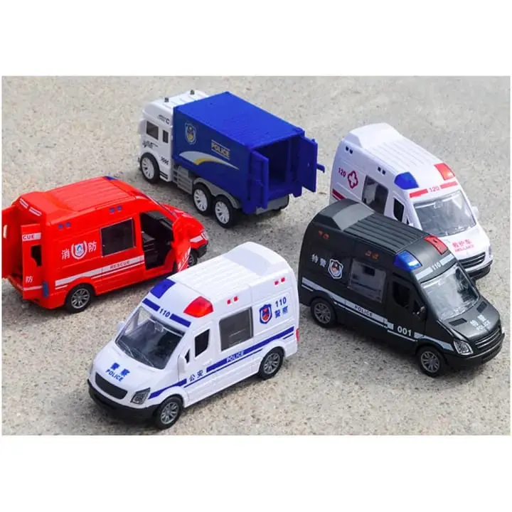 Picture of 120 ambulance, police car, toy car, doctor, children, simulated car model, large boy girl, engineering fire truck(White)