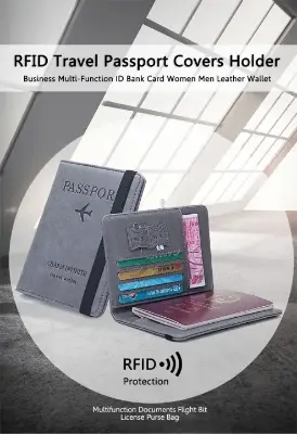 Picture of 1 pcs Lavish indulgent - Multi-Function Leather Passport Cover Credit Cards Holder Travel Cover Case - Sensible - Must Have(Black)