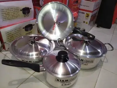 Picture of Kiam 7 Pcs Cookware Set Pure Aluminium -1Pcs Casserol 24-cm,1Pcs Fry pan 24-cm,1Pcs Karai 24-cm,1Pcs Milk pan 18-(Silver)