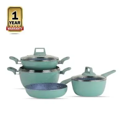 Picture of Kiam 7 Piece Ceramic Coating Granite Non Stick Cookware Set (Induction Bottom(Olive)