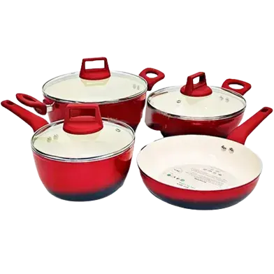 Picture of Kiam 7 Piece Ceramic Coating Granite Non Stick Cookware Set (Induction BottomCream, Olive