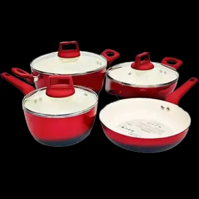 Picture of Kiam 7 Piece Ceramic Coating Granite Non Stick Cookware Set (Induction BottomCream, Olive